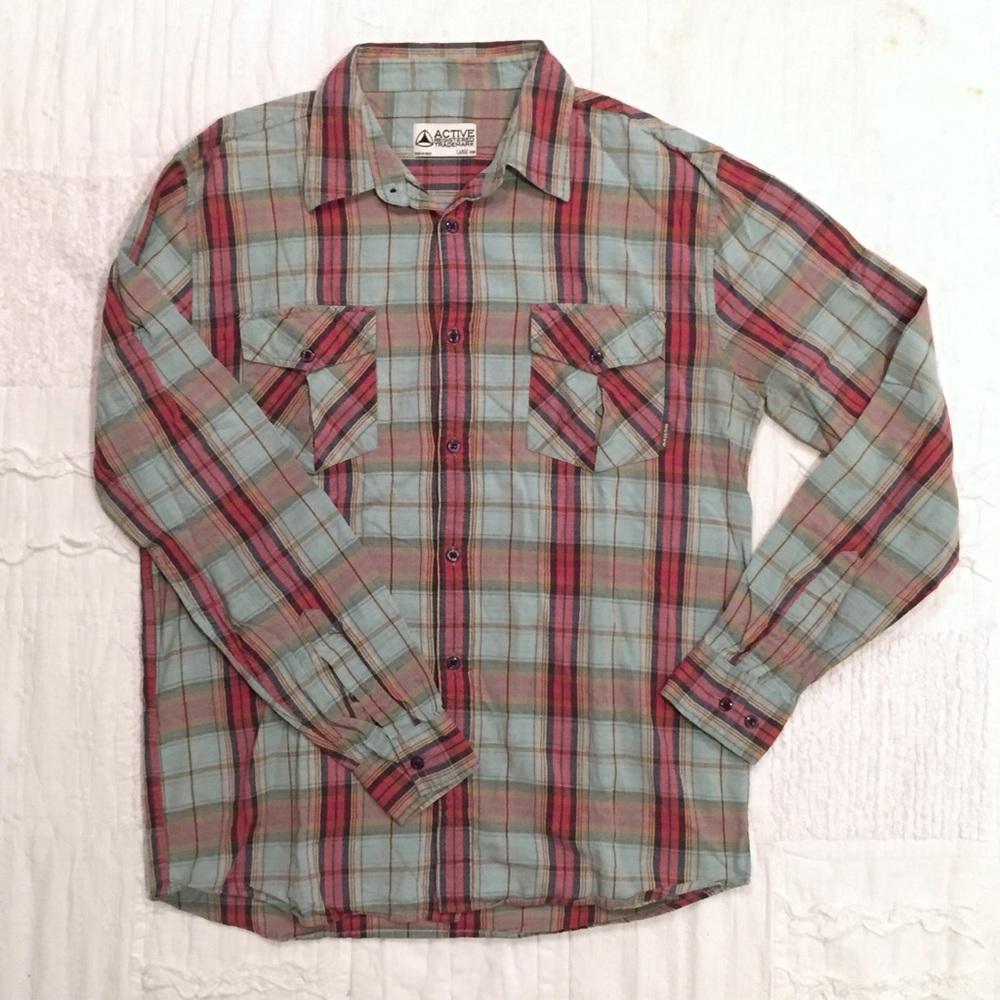 Blue Plaid Active Button up